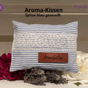 Aroma-Kissen Spitze blau gestreift